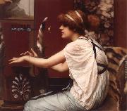 John William Godward The Muse Erato at Her Lyre oil